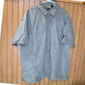 Faded Glory Plaid Button Up Short‎ Sleeve Casual Shirt Mens Large